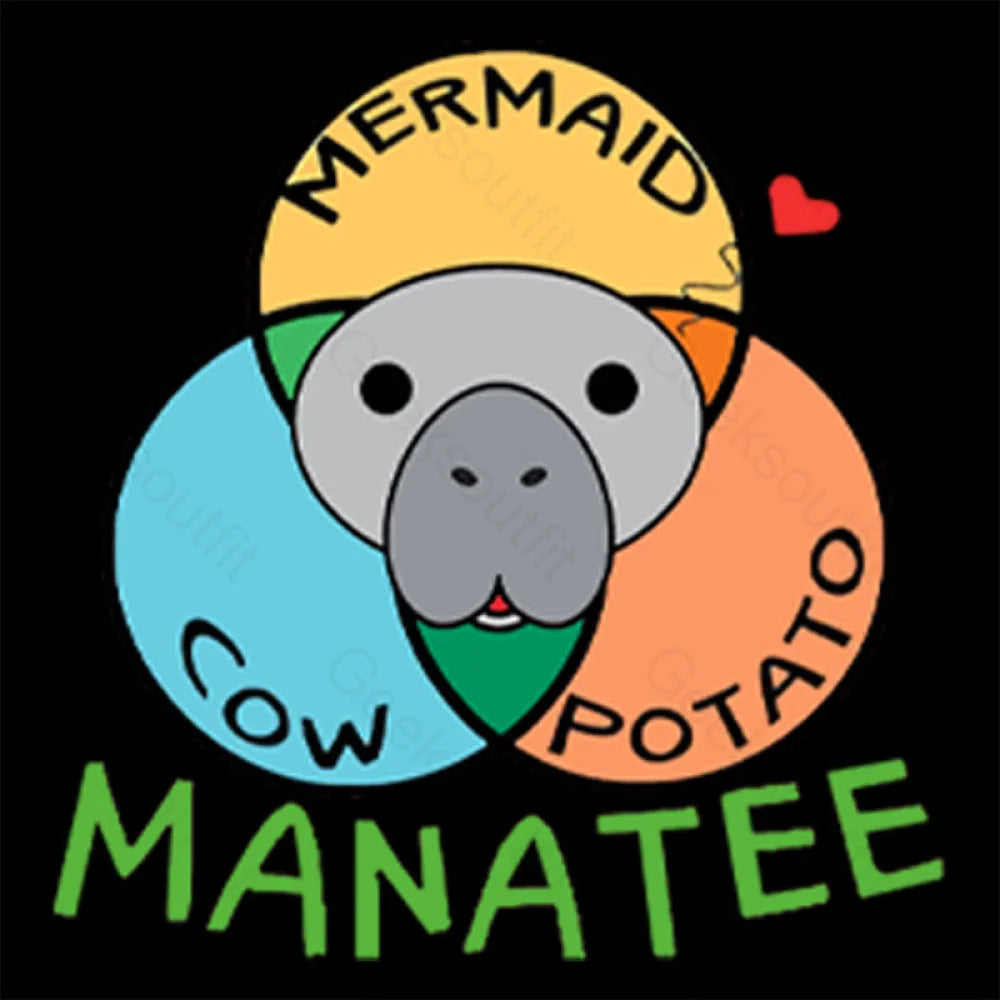 Manatee Cow Mermaid Potato Nerd T-Shirt