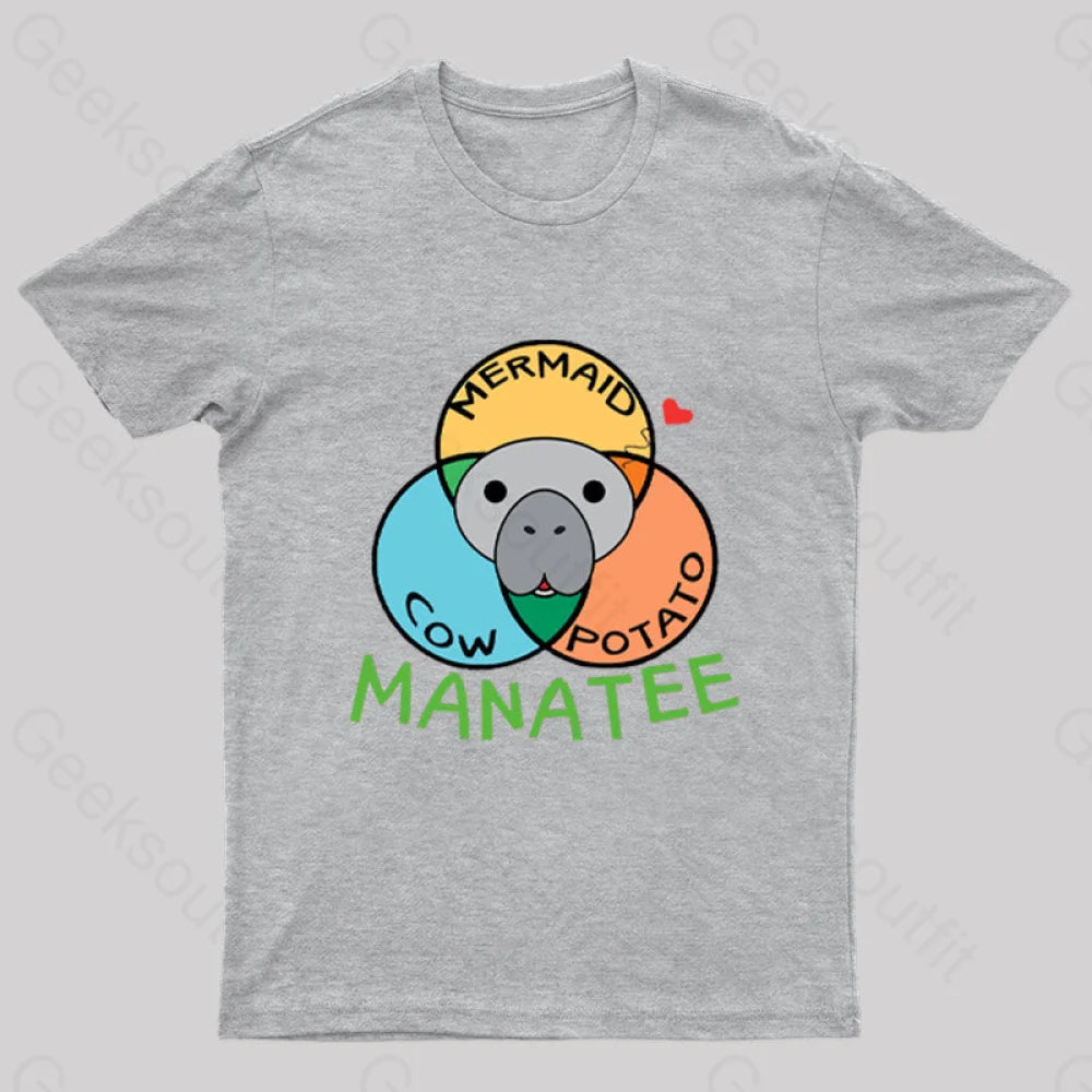 Manatee Cow Mermaid Potato Nerd T-Shirt Grey / S