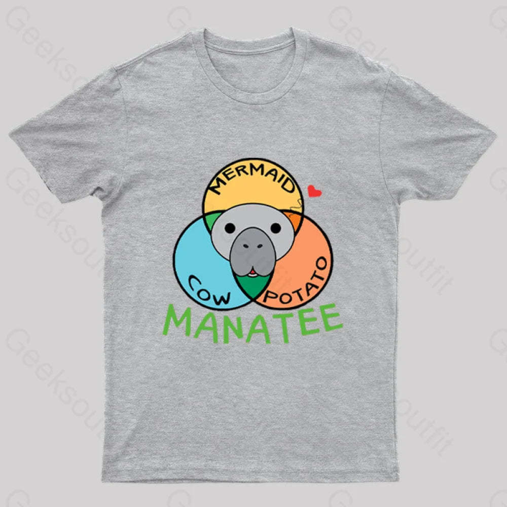 Manatee Cow Mermaid Potato Nerd T-Shirt Grey / S