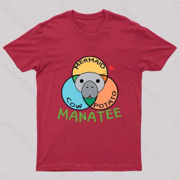 Manatee Cow Mermaid Potato Nerd T-Shirt Red / S