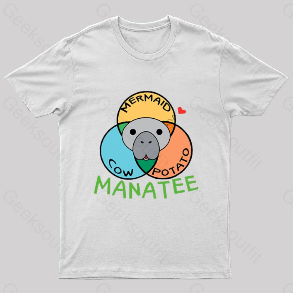 Manatee Cow Mermaid Potato Nerd T-Shirt White / S