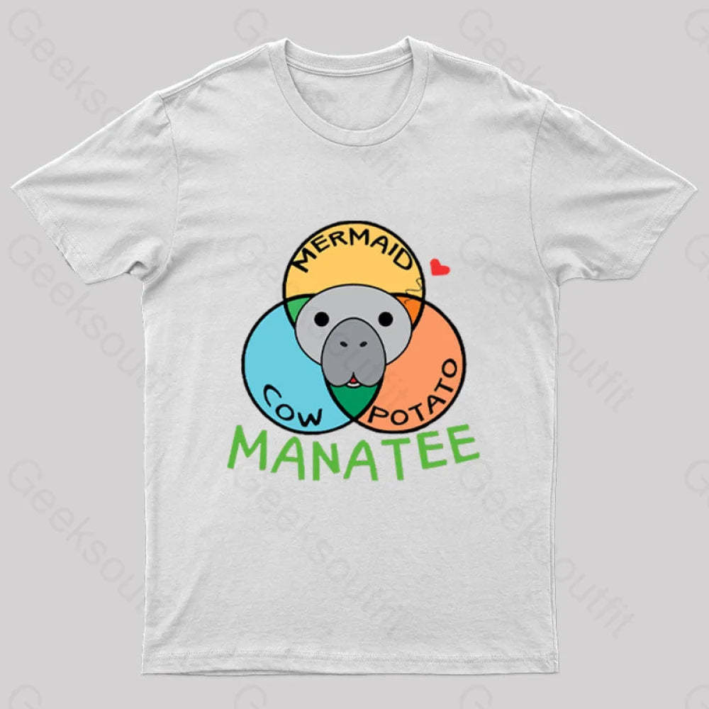 Manatee Cow Mermaid Potato Nerd T-Shirt White / S