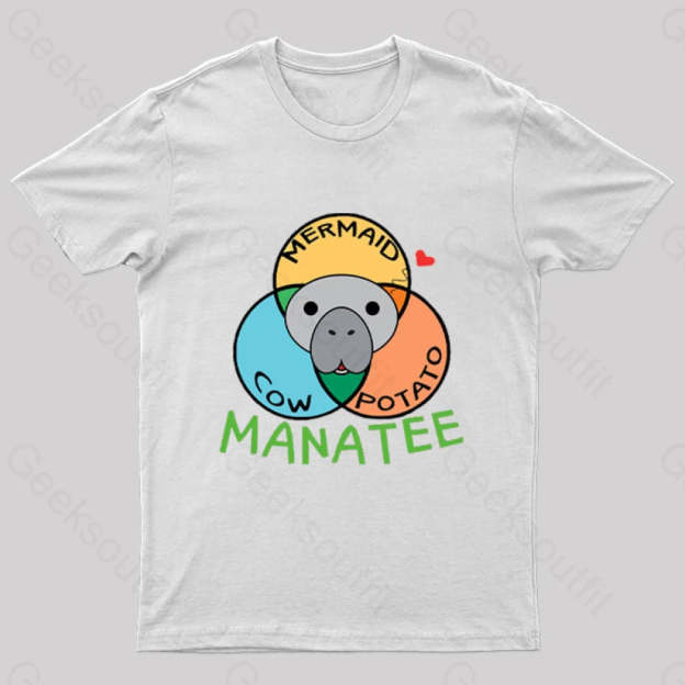 Manatee Cow Mermaid Potato Nerd T-Shirt White / S
