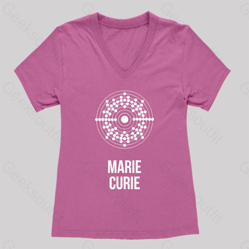 Marie Curie Women’s V-Neck T-Shirt Rose Red / S