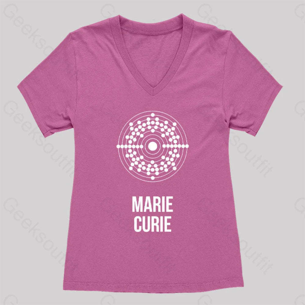 Marie Curie Women’s V-Neck T-Shirt Rose Red / S