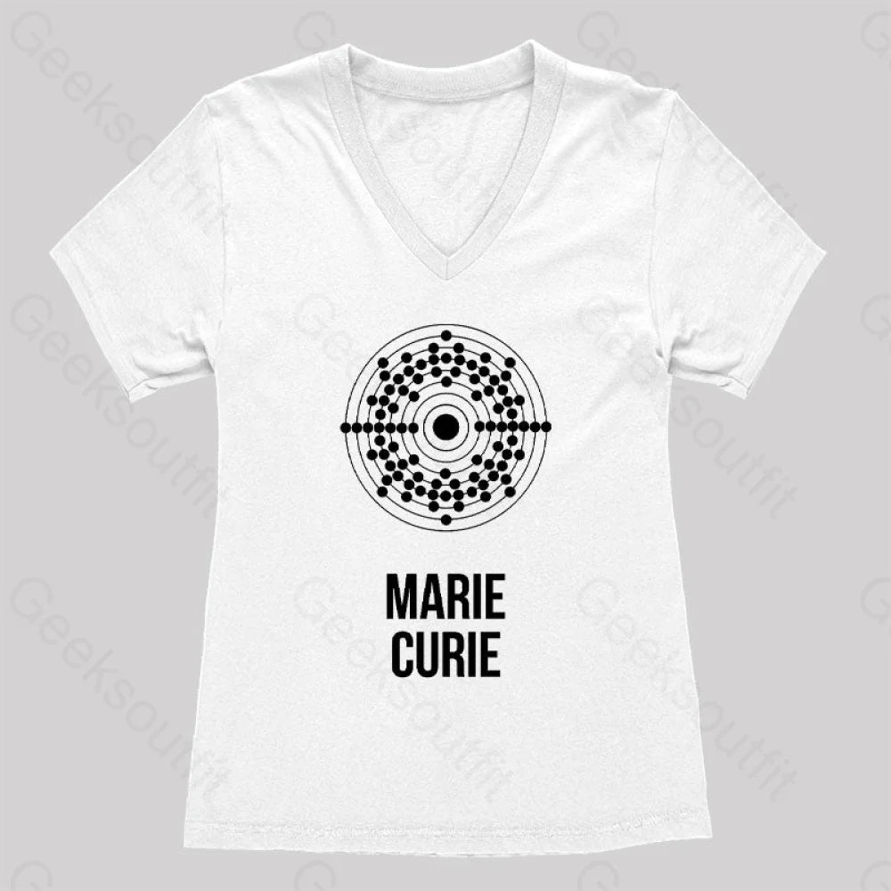 Marie Curie Women’s V-Neck T-Shirt White / S