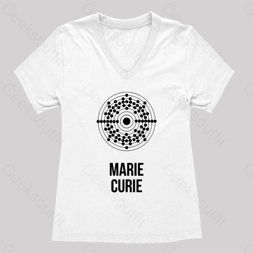 Marie Curie Women’s V-Neck T-Shirt White / S