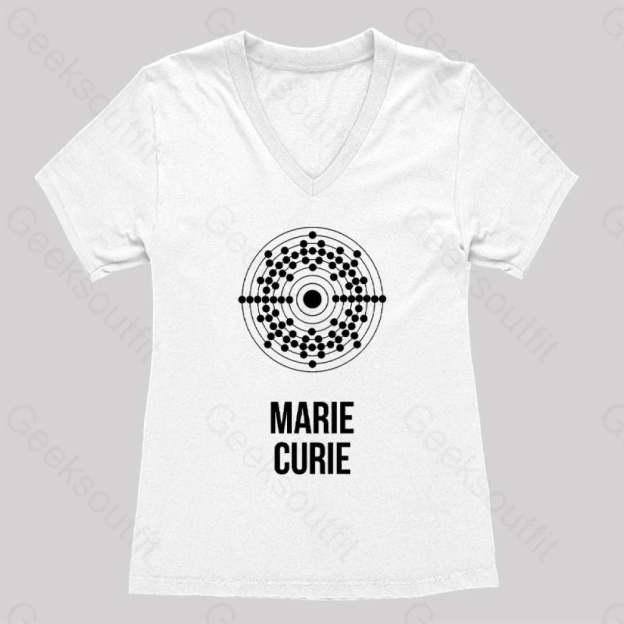Marie Curie Women’s V-Neck T-Shirt White / S