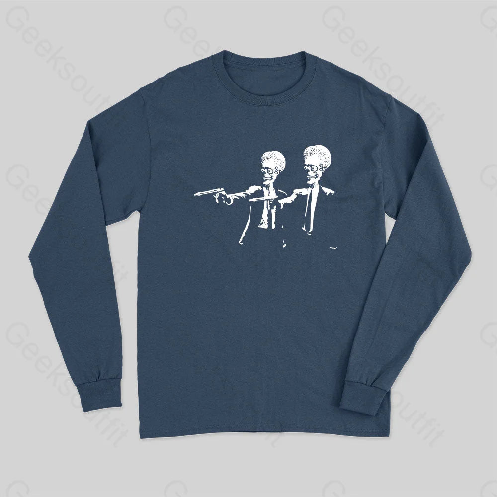 Mars Attacks Tim Burton Pulp Fiction Long Sleeve T-Shirt Navy / S