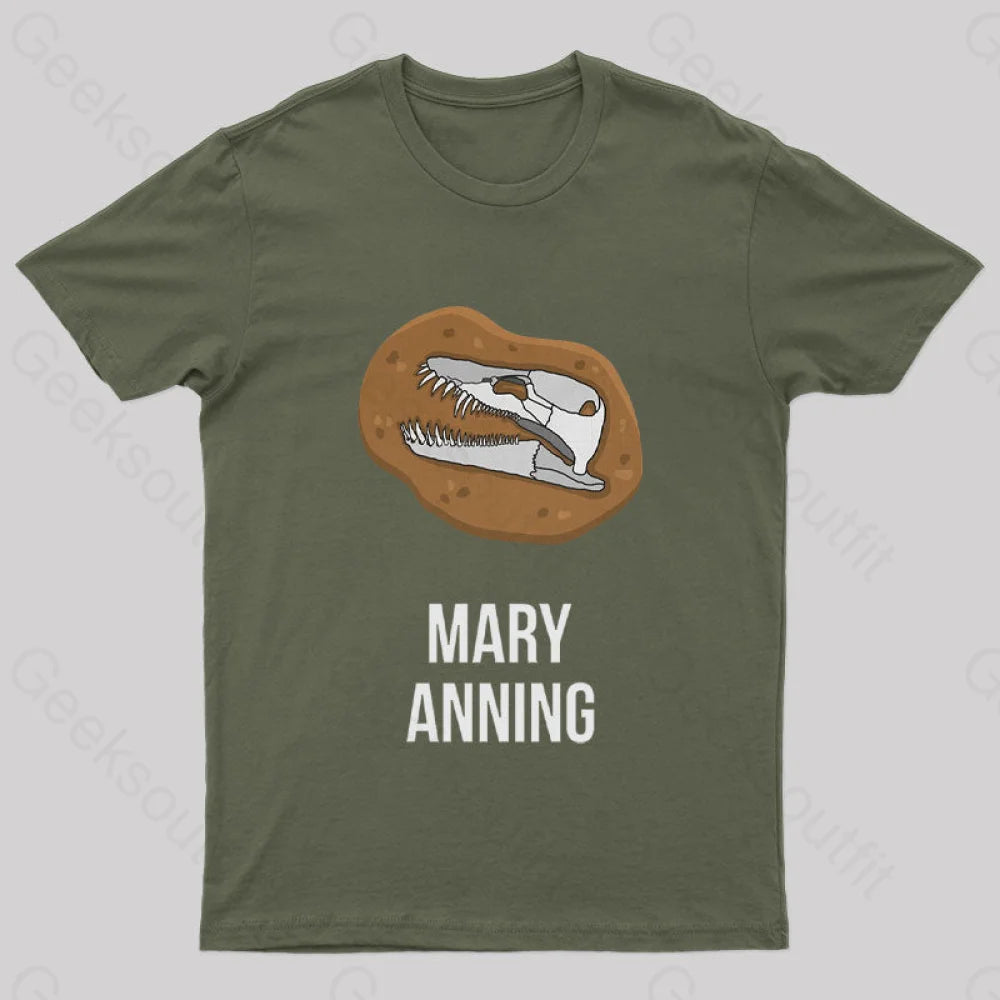 Mary Anning Geek T-Shirt Army Green / S