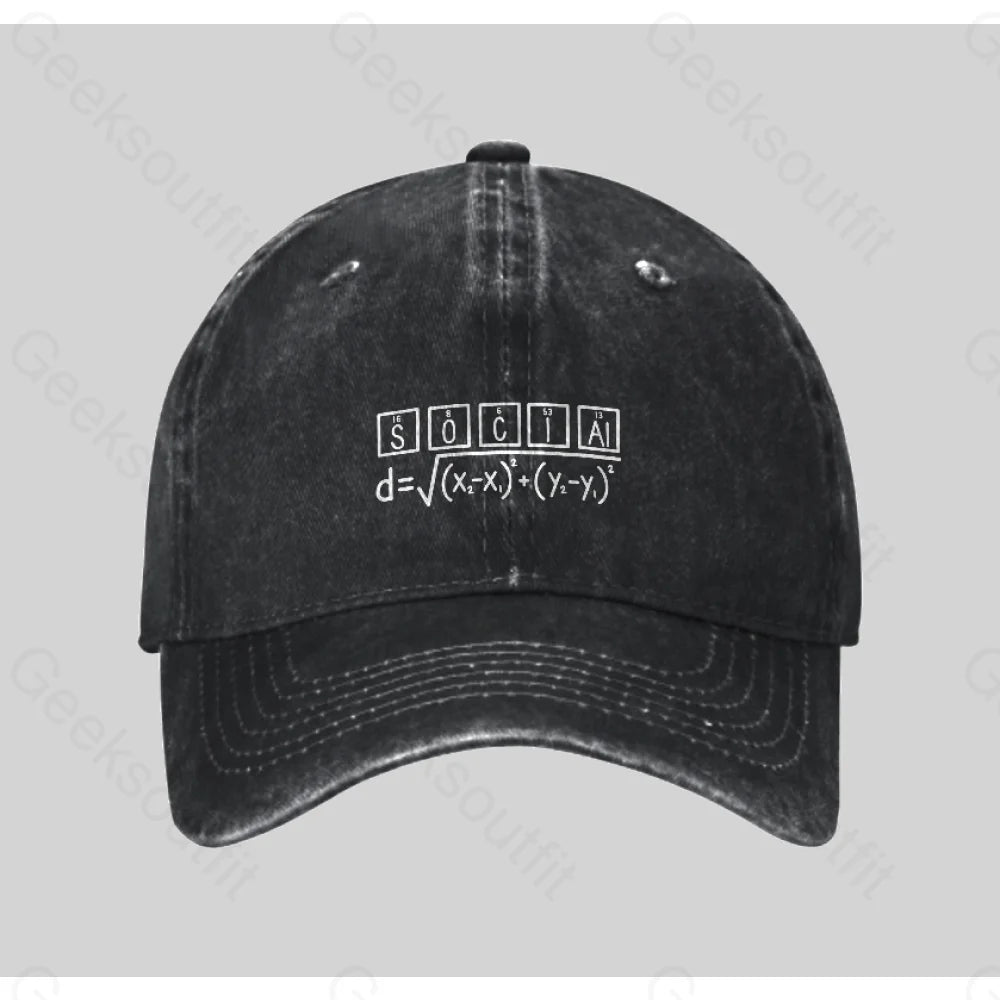 Math And Science Social Pun Washed Vintage Baseball Cap Black