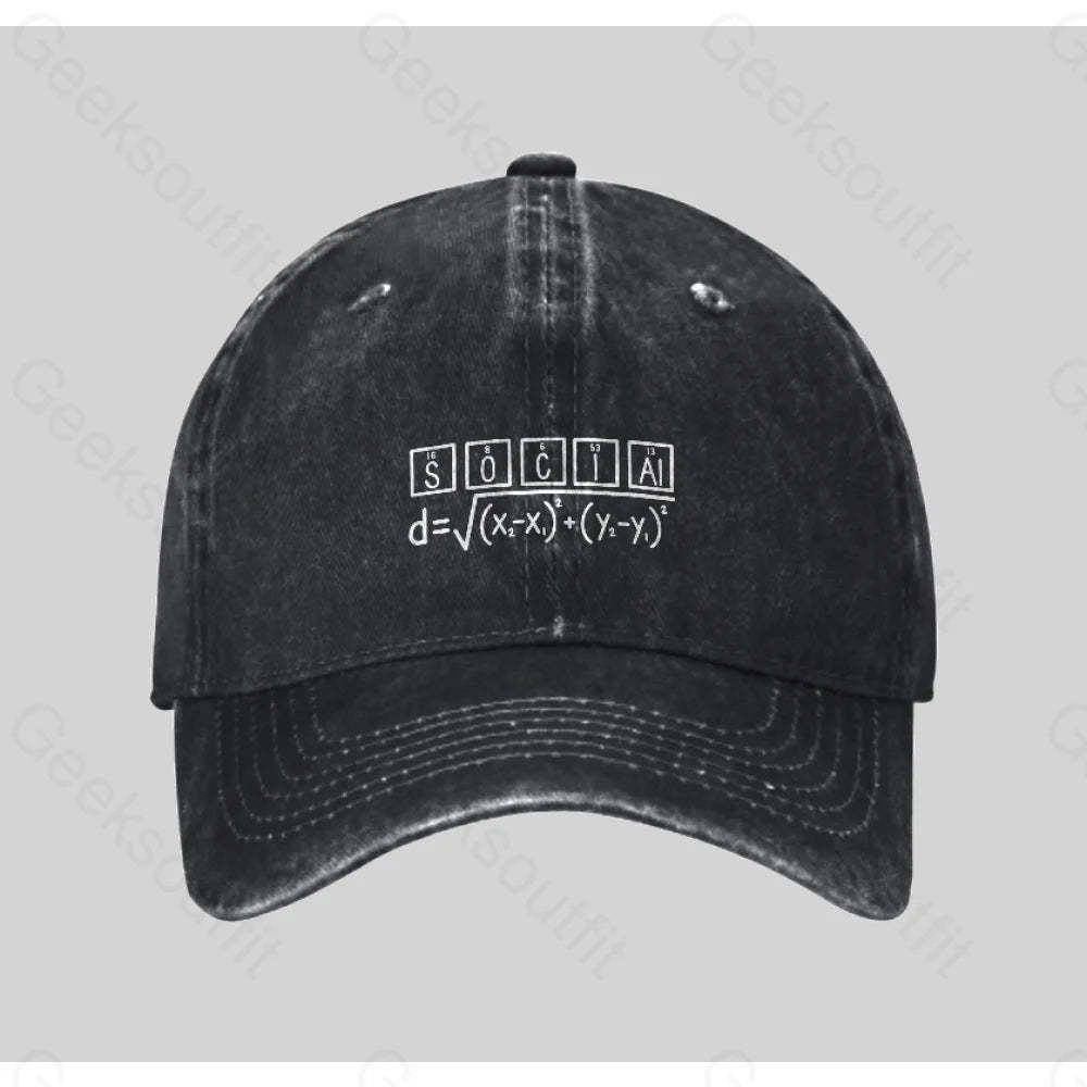 Math And Science Social Pun Washed Vintage Baseball Cap Black