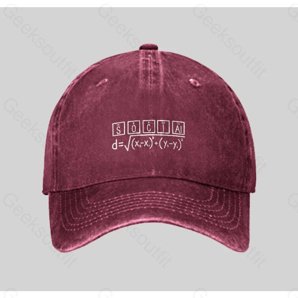 Math And Science Social Pun Washed Vintage Baseball Cap Red