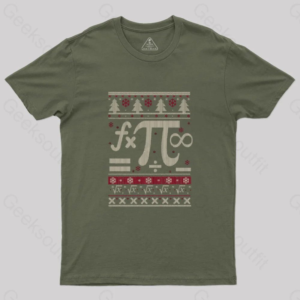 Math Christmas T-Shirt Army Green / S