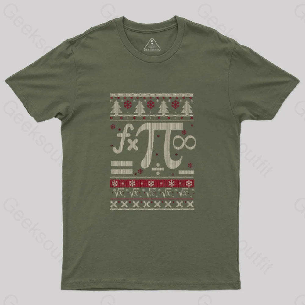 Math Christmas T-Shirt Army Green / S