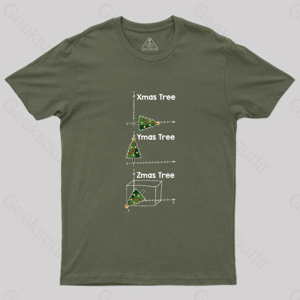 Math Christmas Tree T-Shirt Army Green / S