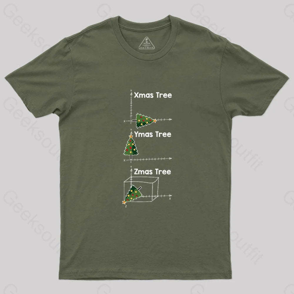 Math Christmas Tree T-Shirt Army Green / S