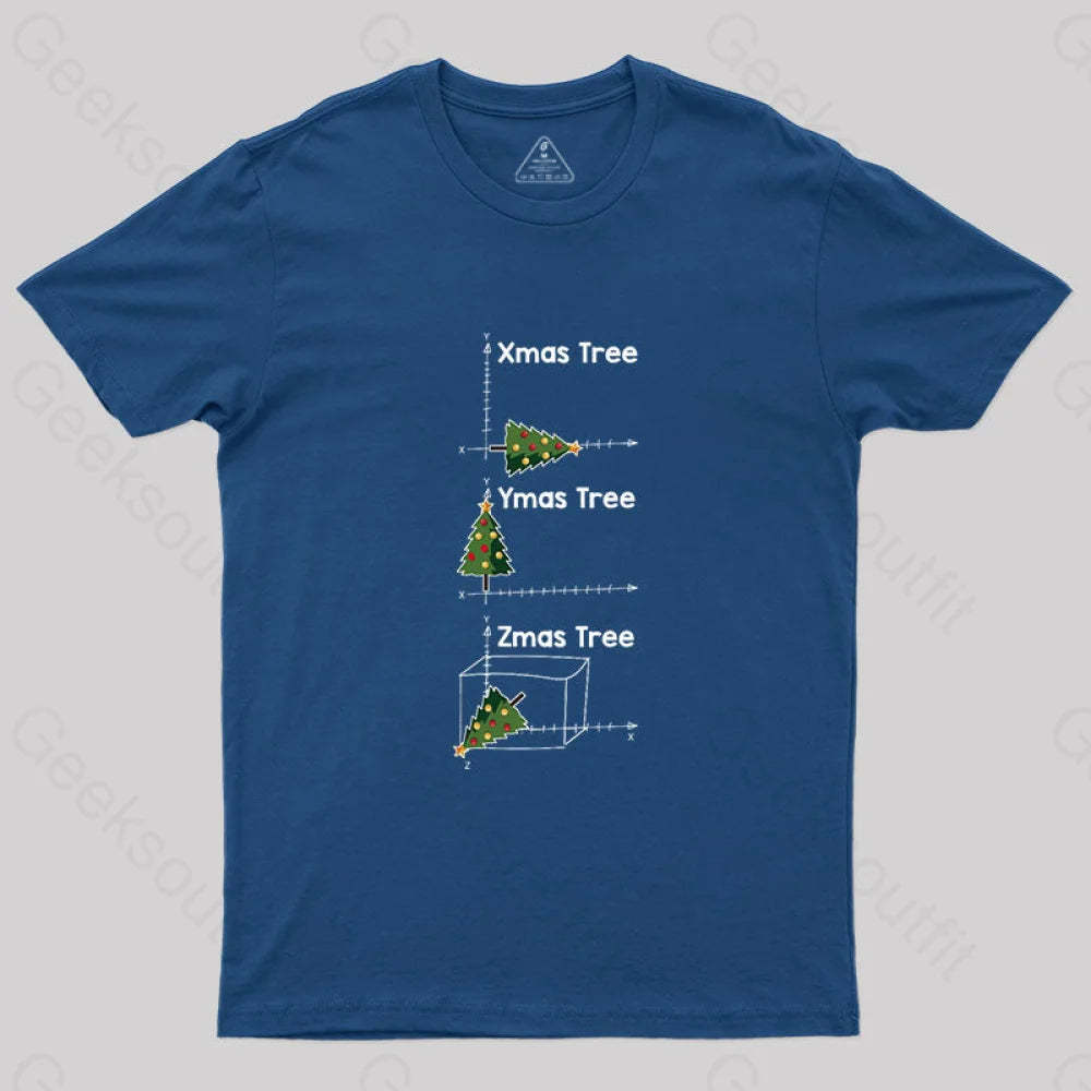 Math Christmas Tree T-Shirt Navy / S