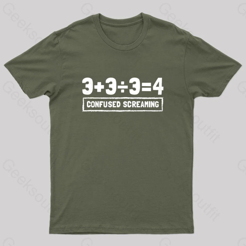 Math Formula Confused Screaming Geek T-Shirt Army Green / S