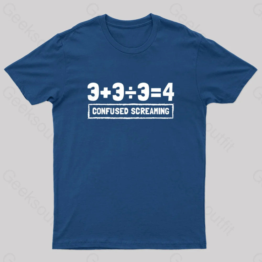 Math Formula Confused Screaming Geek T-Shirt Navy / S