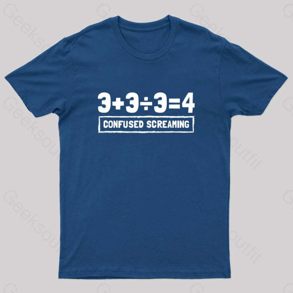 Math Formula Confused Screaming Geek T-Shirt Navy / S