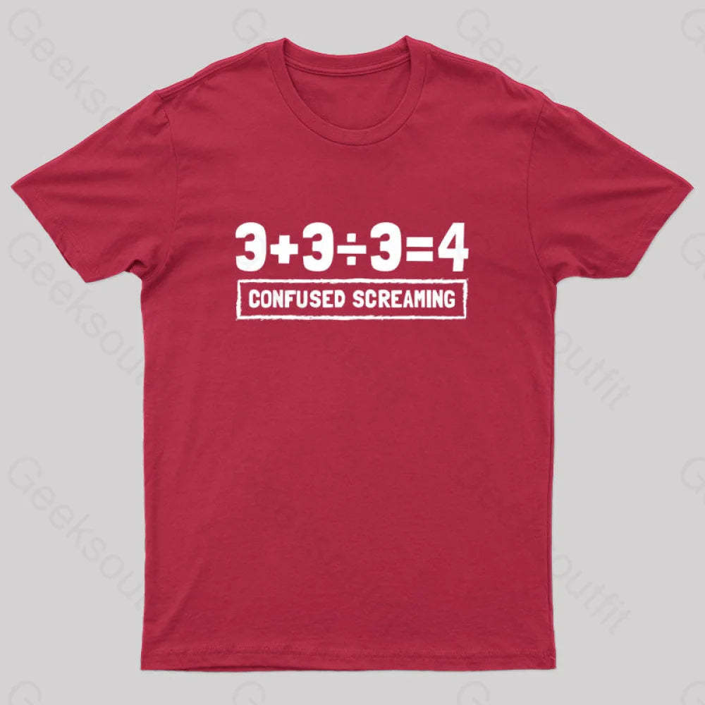 Math Formula Confused Screaming Geek T-Shirt Red / S