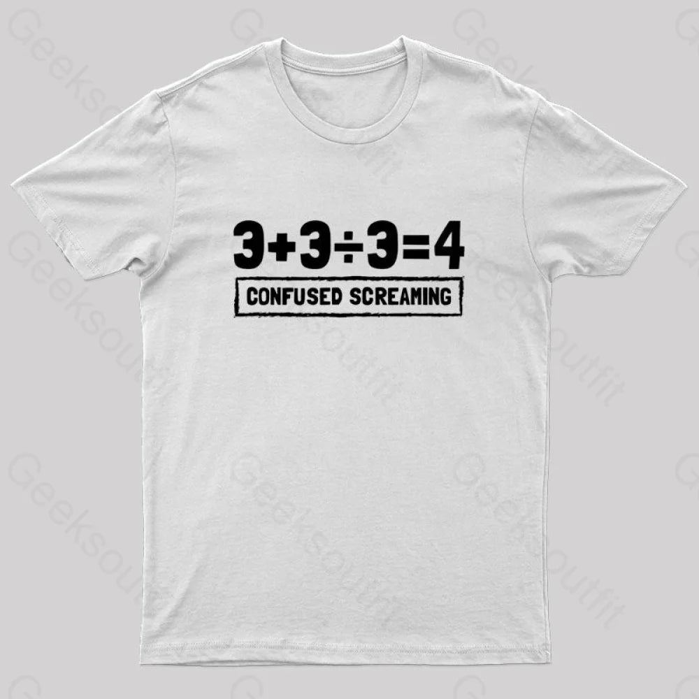 Math Formula Confused Screaming Geek T-Shirt White / S