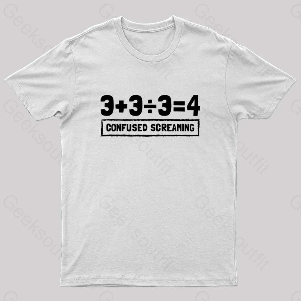 Math Formula Confused Screaming Geek T-Shirt White / S