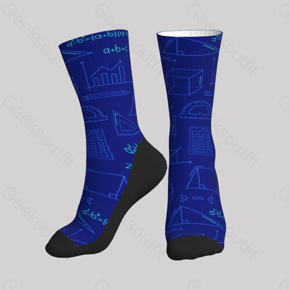 Math Geometry Cube Formula Pi Elements Men’s Socks
