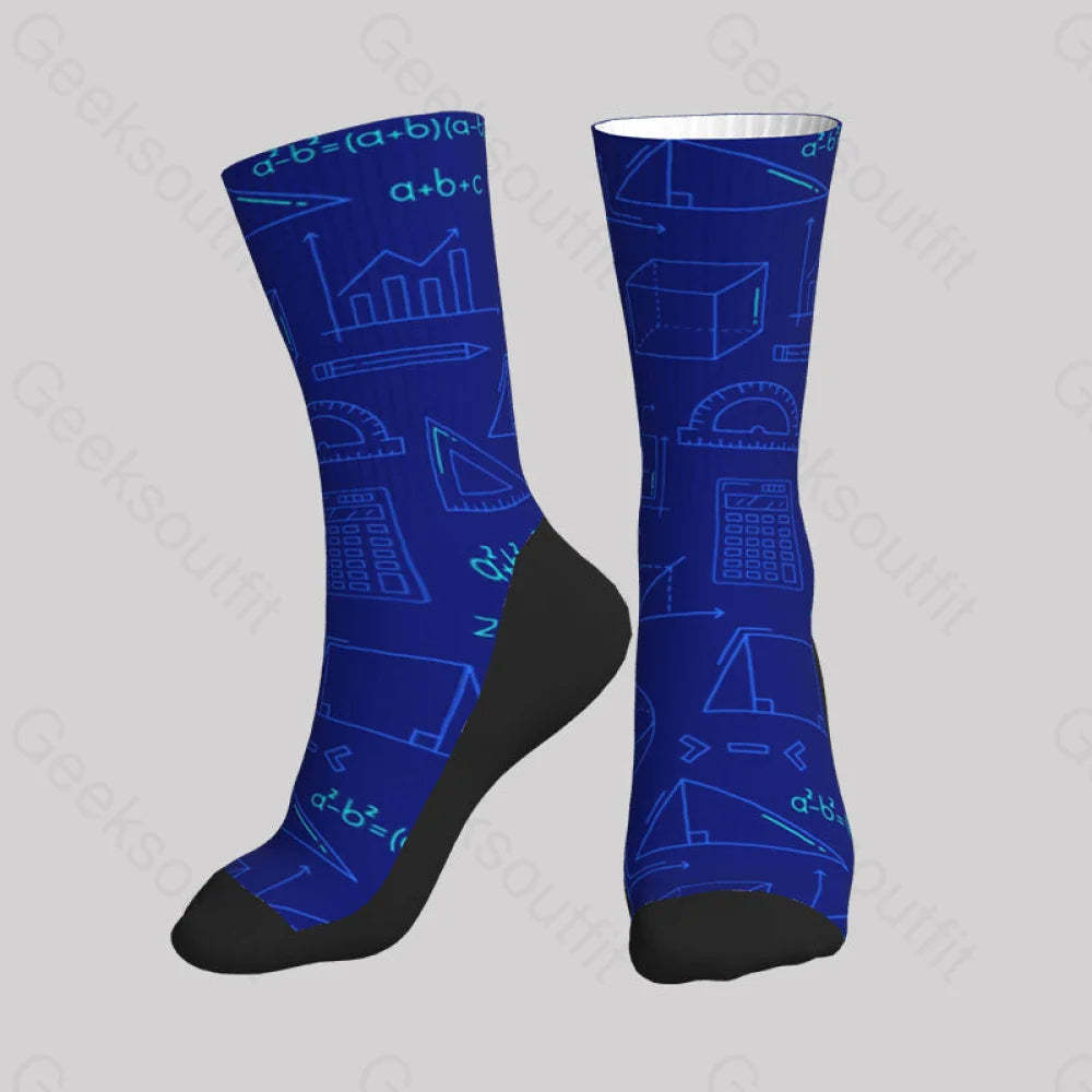 Math Geometry Cube Formula Pi Elements Men’s Socks