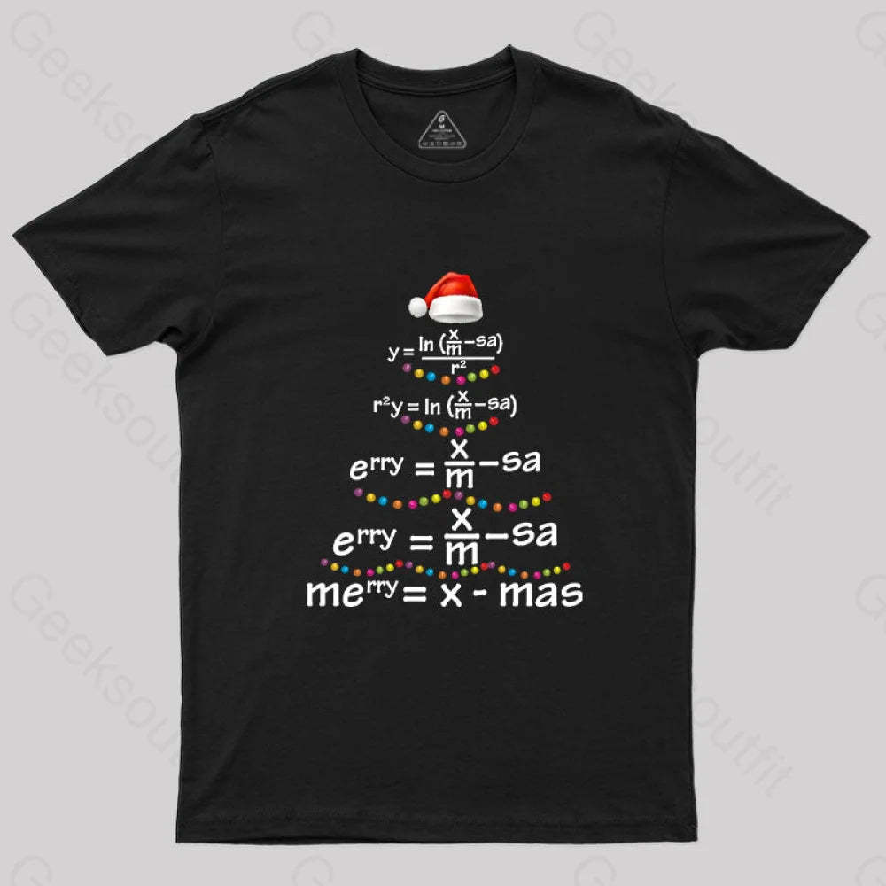 Math Merry Xmas Tree T-Shirt Black / S