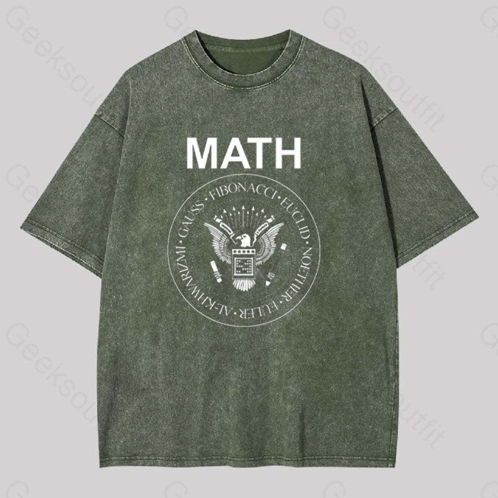 Math Rock Geek Washed T-Shirt Army Green / S