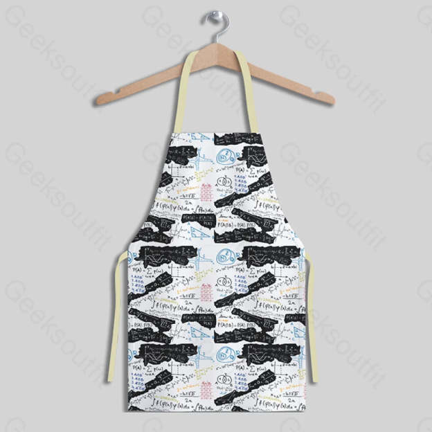Mathematical Black And White Matching Apron