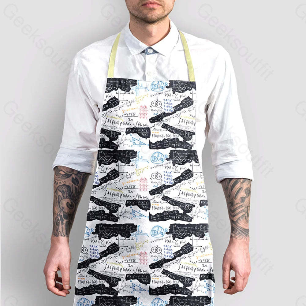 Mathematical Black And White Matching Apron Geekap017
