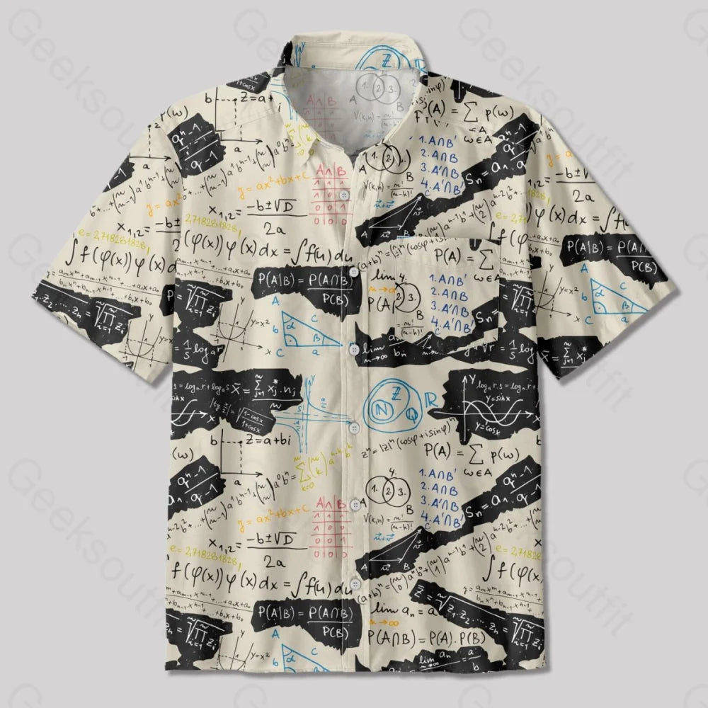 Mathematical Formula Button Up Pocket Shirt - Geeksoutfit