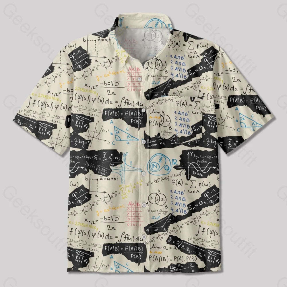 Mathematical Formula Button Up Pocket Shirt - Geeksoutfit