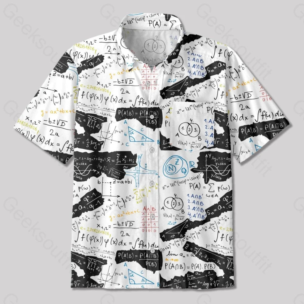 Mathematical Formula Button Up Pocket Shirt - Geeksoutfit