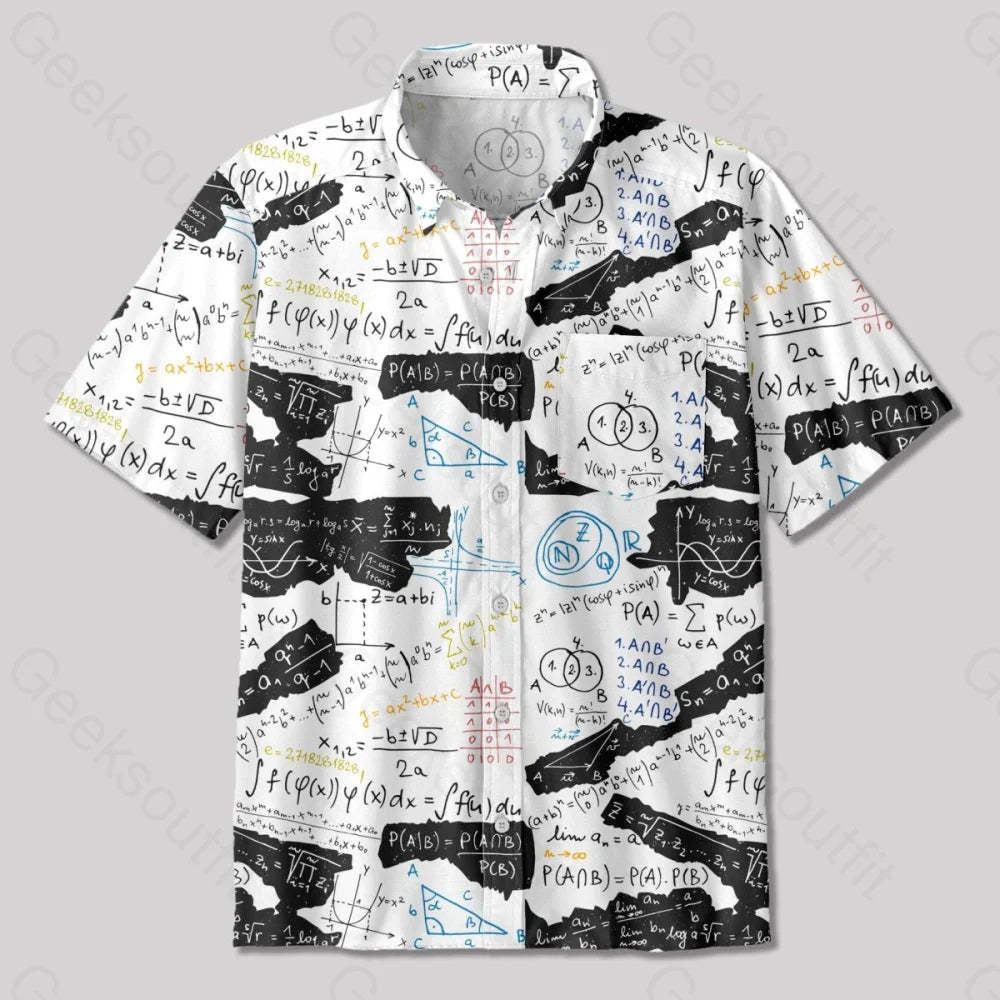 Mathematical Formula Button Up Pocket Shirt - Geeksoutfit