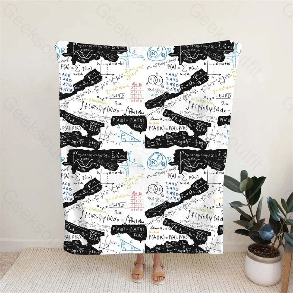 Mathematical Black And White Matching Flannel Blanket
