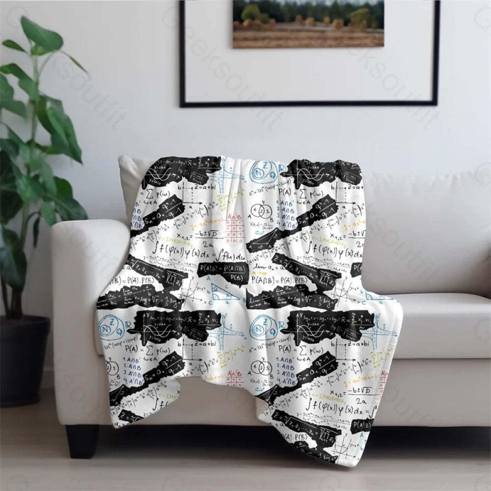 Mathematical Black And White Matching Flannel Blanket 74*101Cm / Geekfb005