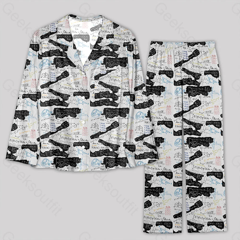 Mathematical Black And White Matching Pajamas Set S / Geekpj0043 Yc