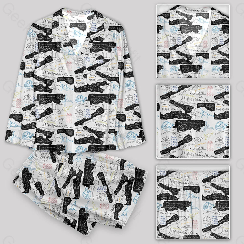 Mathematical Black And White Matching Pajamas Set Yc