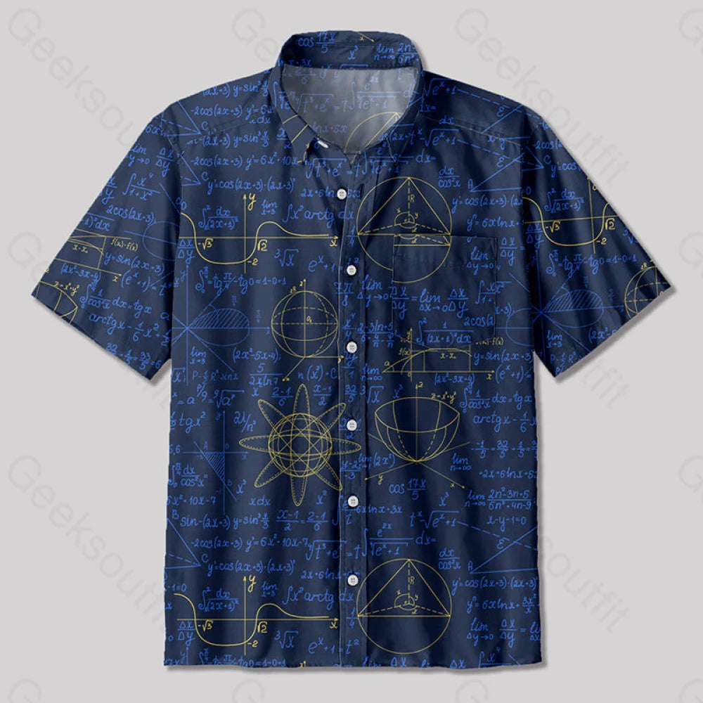 Mathematical Circular Function Model Button Up Pocket Shirt Up / S Bus516 Yc