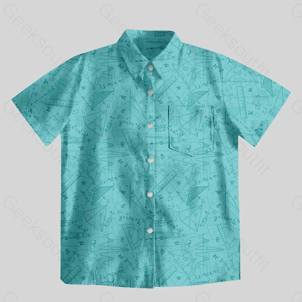 Mathematical Geometry Button Up Pocket Shirt - Geeksoutfit