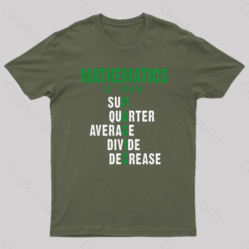Mathematics Is 100% Magic Statistic Calculus Nerd T-Shirt Army Green / S