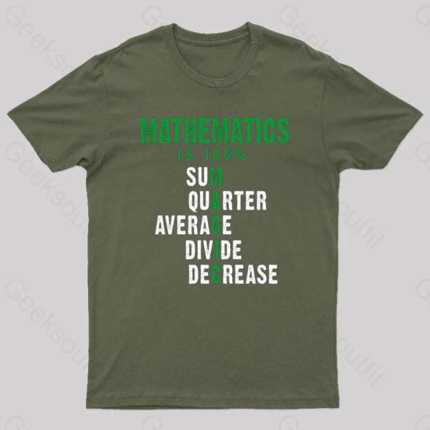 Mathematics Is 100% Magic Statistic Calculus Nerd T-Shirt Army Green / S