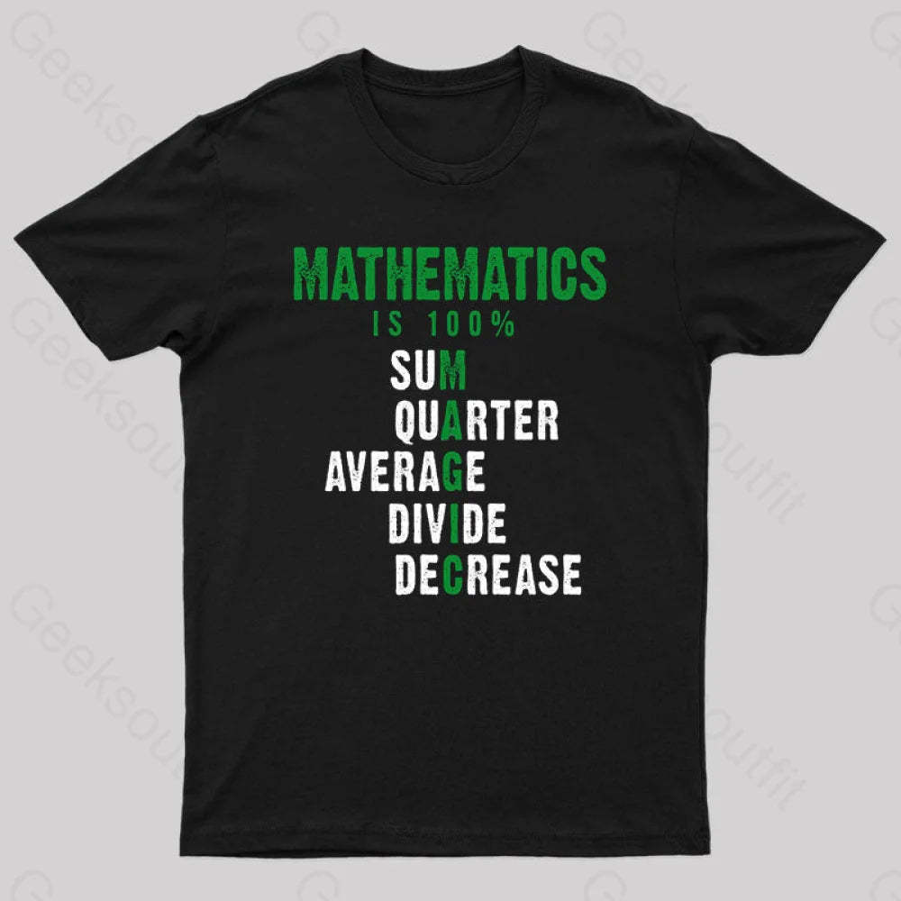 Mathematics Is 100% Magic Statistic Calculus Nerd T-Shirt Black / S