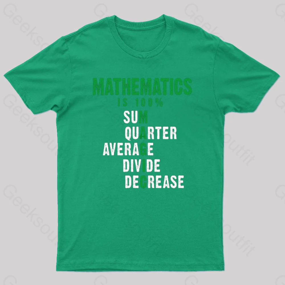 Mathematics Is 100% Magic Statistic Calculus Nerd T-Shirt Green / S
