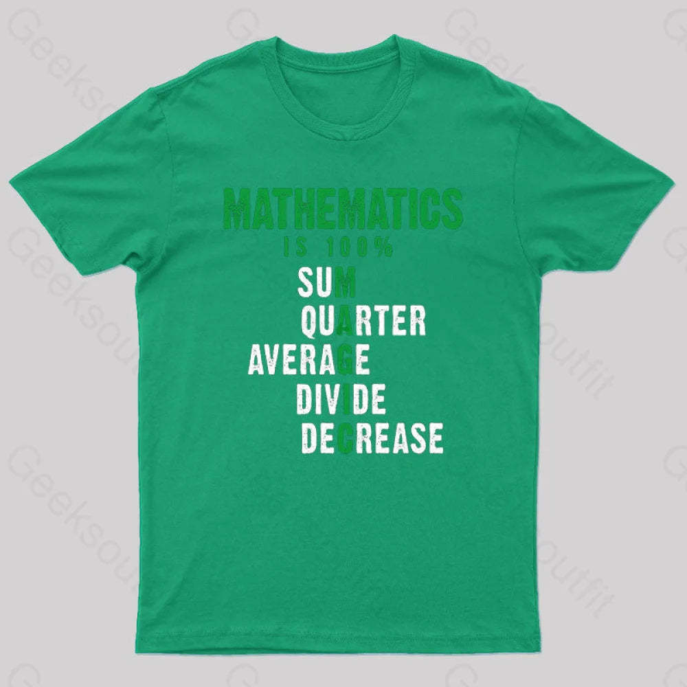Mathematics Is 100% Magic Statistic Calculus Nerd T-Shirt Green / S