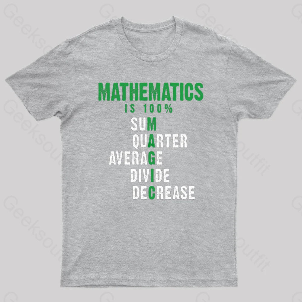 Mathematics Is 100% Magic Statistic Calculus Nerd T-Shirt Grey / S